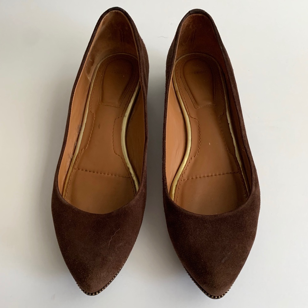 Givenchy Brown Suede Flats with Gold Beading
